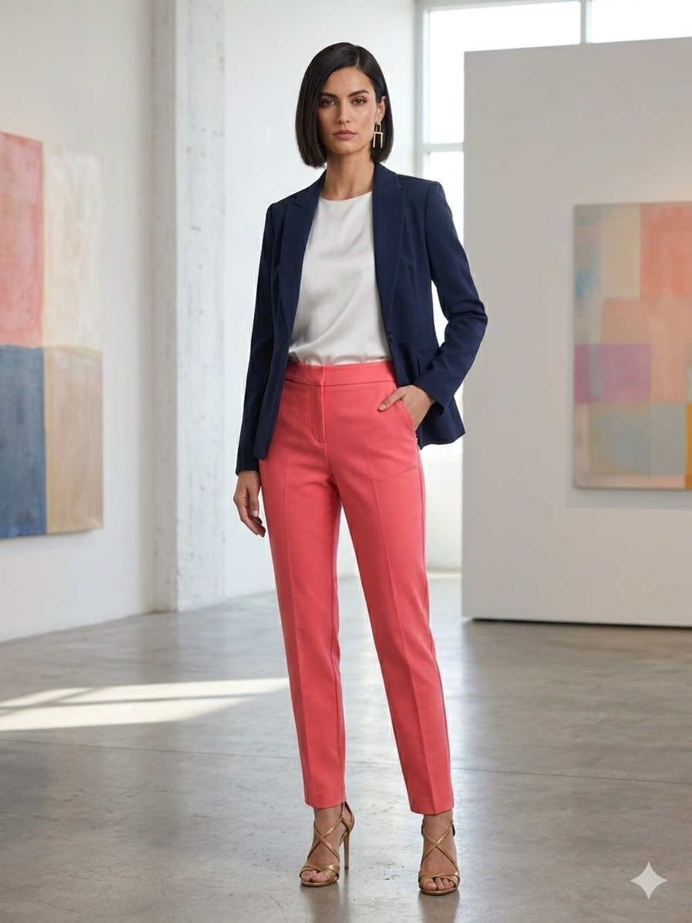 Trina Turk Coral Pink Cropped Tailored Pants